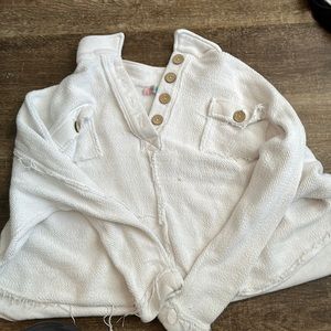 Free People Beach white oversized gray pullover